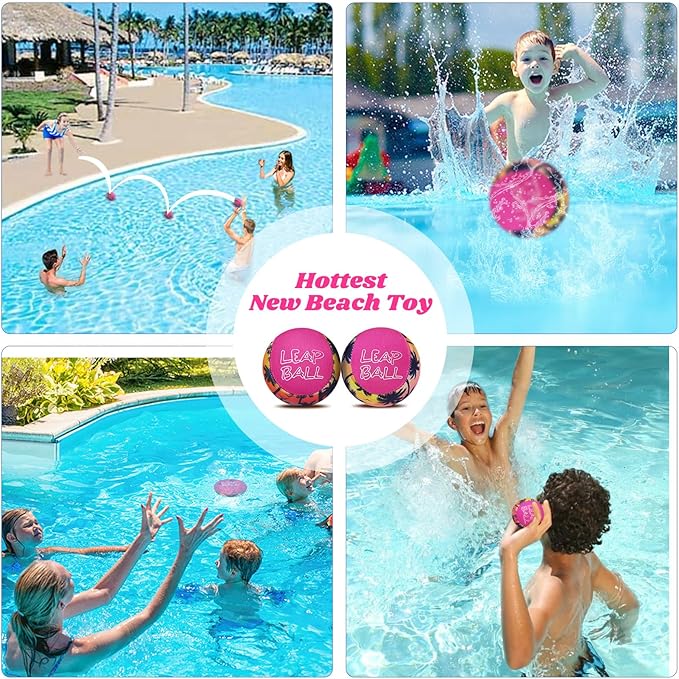 RYACO Leap Ball Water Skipping Pool Balls - 3 Pack Bouncing Beach for All Ages - Extreme Bathing Fun with Your Friends & Family at The Beach, Pool, River or Lake