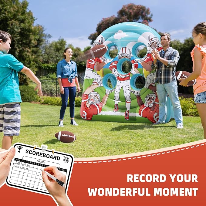 6Ft Football Target Toss Game - Inflatable Football Throwing Target Toy for Kids - Carnival Party Games