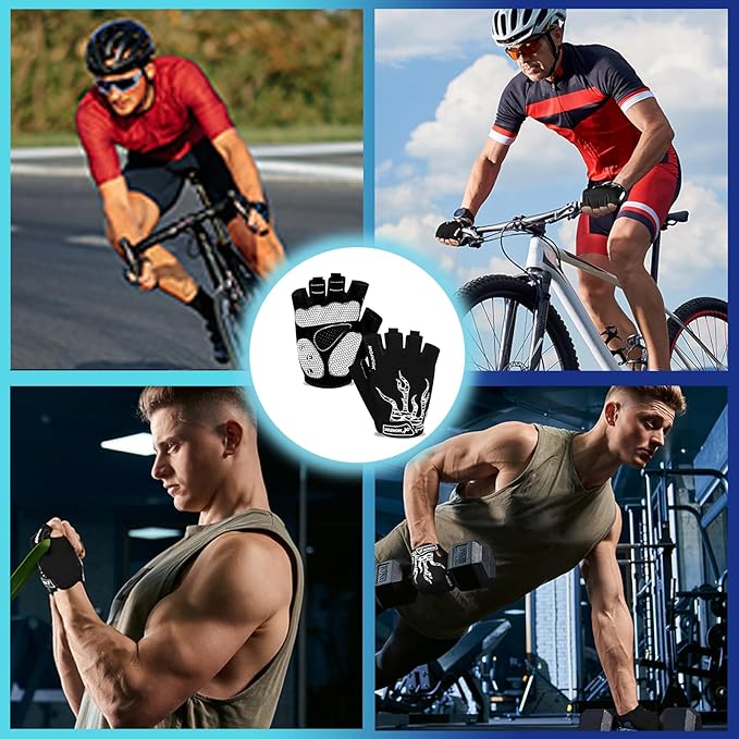 MOREOK Cycling Gloves Bike Gloves for Men/Women-[5MM Gel Pad] Half Finger Bicycle Biking Gloves for Cycling/Weight Lifting/Gym/Motorcycle/Rowing/Outdoor Sports