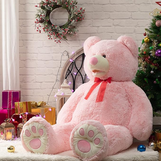 HollyHOME 5ft Giant Teddy Bear Stuffed Animal Huge Teddy Bear Plush with Big Footprints Valentines Gift 5 Feet Pink