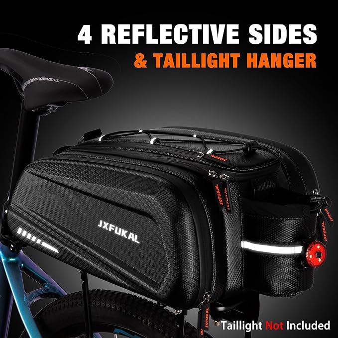 JXFUKAL Bike Bags for Bicycle Rear rack - 9.5L/17L/40L Hard Shell Waterproof Bike Ebike Trunk Pannier Saddle Seat Bag Carrier with Reflector, Rain Cover & Shoulder Strap for Commuter Travel Outdoor