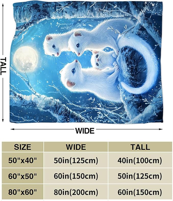 Cute Ferret Blanket Fleece Soft Warm Plush Ferret Animal Throw Blankets Lightweight Plush Fuzzy Cozy Blanket Gifts for Kids Adults Suitable for Couch Sofa Bed 60"X50"