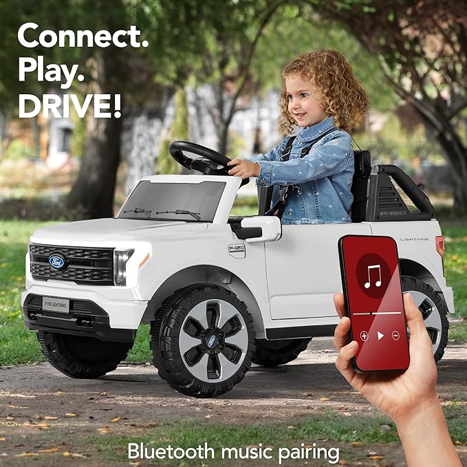 Best Choice Products Licensed Ford F-150 Lightning Truck Kids 12V Electric Ride On Car Toy w/ 66lb Weight Capacity, Parent Control, Bluetooth - White