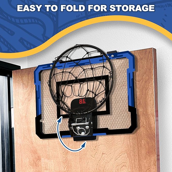 QDRAGON Indoor Basketball Hoop for Kids, Over The Door Basketball Hoops, Mini Hoop with Scoreboard & 3 Balls, Basketball Toys Gifts for 5 6 7 8 9 10 11 12 Year Old Boys Girls Teens