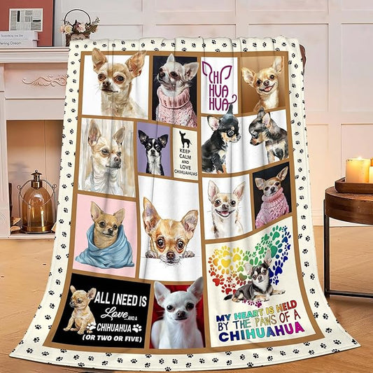 Chihuahua Blanket Chihuahua Dog Throw Blanket Gifts for Girls Women Kids Boys Adults Men Super Soft Cozy Plush Fluffy Fuzzy Fleece Blanket Home Decor 40''X50''