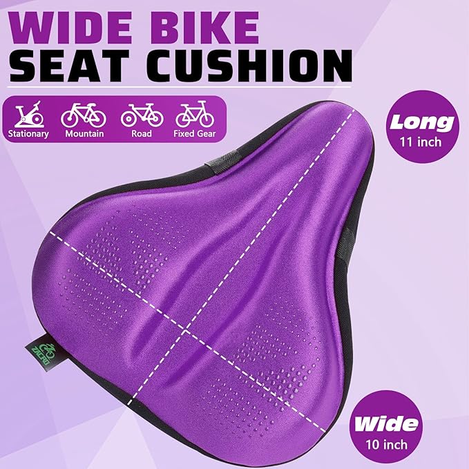Zacro Bike Seat Cushion - Padded Gel Bike Seat Cover for Men & Women, Padding Bicycle Saddle fit with Peloton/Spin Stationary Exercise/Mountain Road Cycling Bike