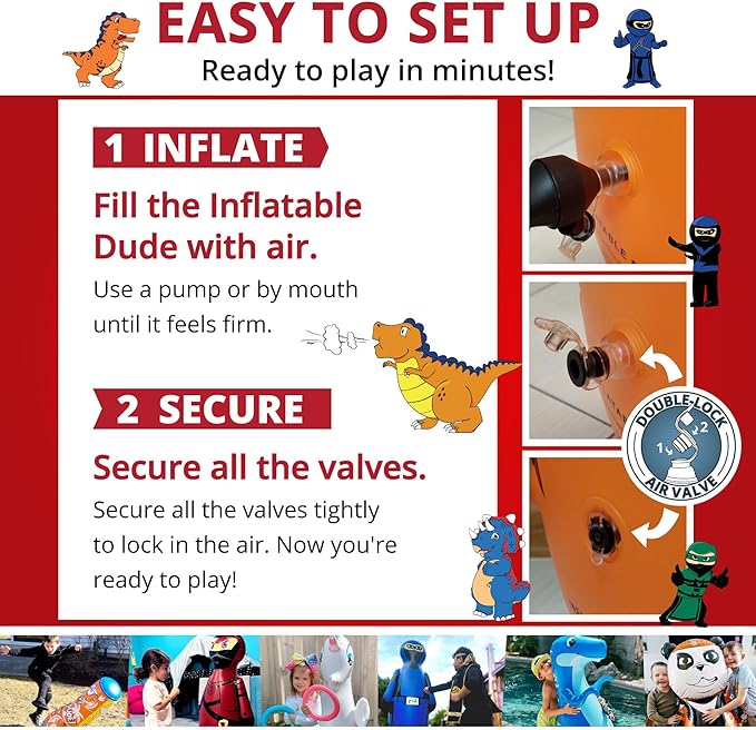 INFLATABLE DUDES Dinosaur -Kids Punching Bag | Already Filled with Sand| Bop Bag | Premium Inflatable Toy | Punching Bag for Kids | Enhanced Bounce-Back Action! | Indoor Outdoor - Party Games