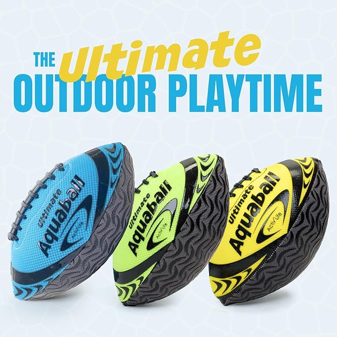 Activ Life Water Football for Pool, Beach, Outdoor, 9.5-inch Waterproof Pool Toys for Kids, Heavy-Duty Water Ball, Double Lacing for Easy Grip, Lake Toys for Sports & Family Games