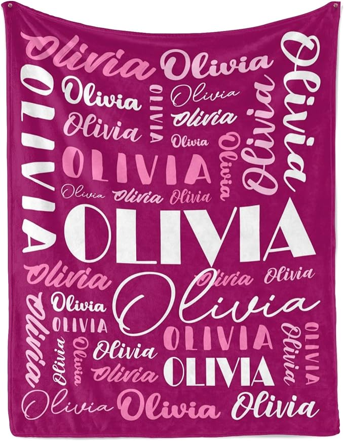 Name Blanket Personalized Blanket for Adult Kids Flannel Customize Throw Blanket Custom (Color 30, 60 x 80 Inches)