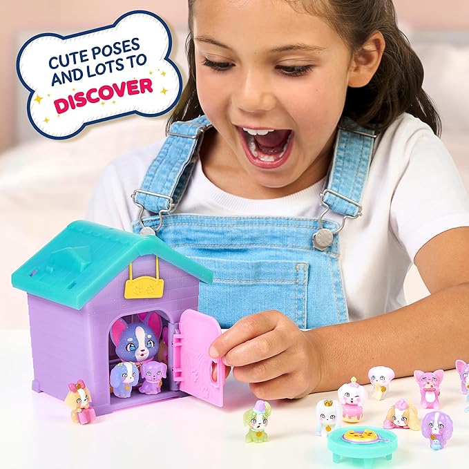 Little Live Pets Dog House Playset, Mama Surprise Families Puppy Party Pack, 15 Mini Collectible Puppies, Fold-Out Dog Playset Toy Gift for Kids 5+