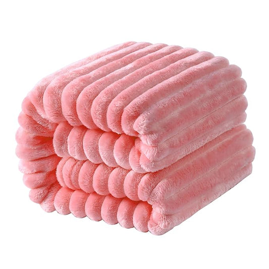 Ntbay Flannel Fleece Twin Blanket, Soft Lightweight Fuzzy Bed Blanket for Couch Sofa Bed All Seasons - Pink - 60 x 80 inches