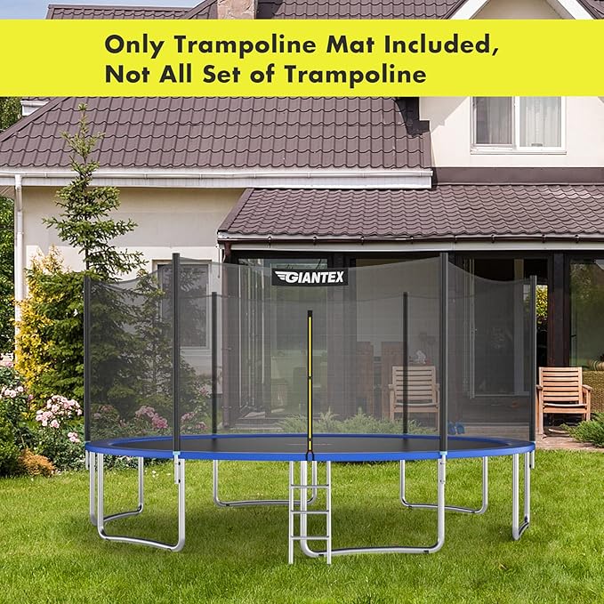 Giantex Replacement Trampoline Mat, High-Elastic PP Weather-Resistant Mat Fits 8 10 12 14 16ft Round Frame, Spring Not Included