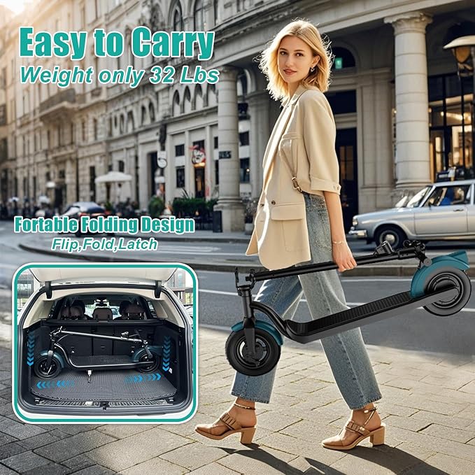 Electric Scooter Adults, Foldable 8.5" Tires E Scooter for Adults, 19 Mph, 350W Motor Fast Cooter, Kick Scooters Max 21 Miles Long Range for Commuting, Heavy Duty E-Scooter with Dual Braking System