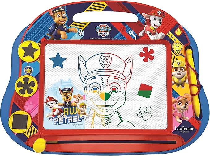 LEXiBOOK Paw Patrol Multicolor Magic Magnetic Drawing Board, Artistic Creative Toy for Girls and Boys, Stylus Pen and Stamps, Red/Blue, CRPA550