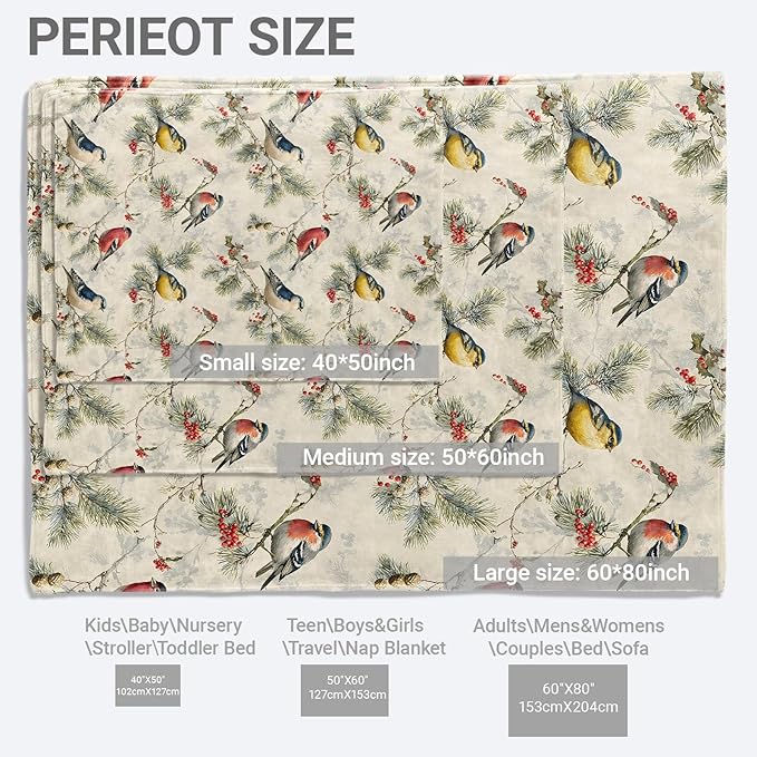 Colorful Bird Blanket,Songbird on Pine Branch Fleece Blankets,Soft Warm Decorative Throw for Bedroom,Living Room,Travel,Camping,Practical Throws Gifts for Kids Nature Lovers,40X50 Inch