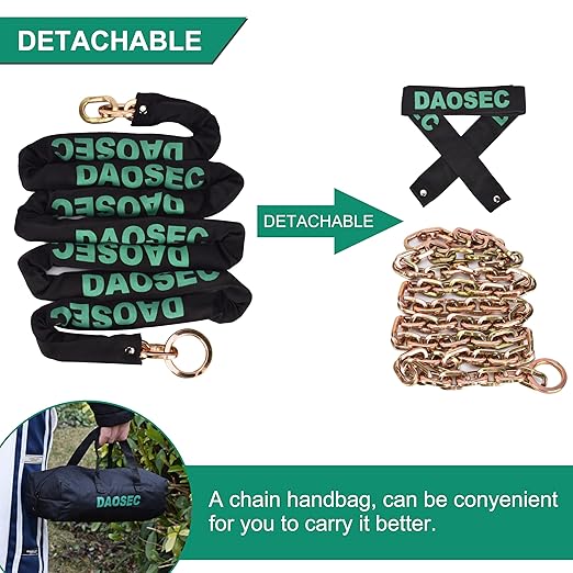 10ft Maximum Security Chain - 3/8" (9mm) Hardened Boron Steel - Anti-Theft Motorcycle & Bike Lock for Fence, Shed, ATV, RV (Weatherproof Galvanized)