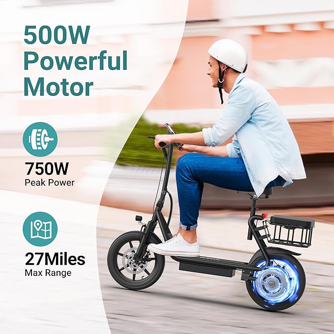 NAVIC Electric Scooter Adults,Max 19/27 Miles Ranges,Top Speed 19/22 mph,350/500W Peak Motor, Folding E-Scooter with Dual Braking Dual Suspension