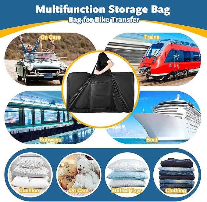 Bike Travel Bag,Heavy Duty 840D Transport Bicycle Storage Carry Bag with Strong Webbing,Portable Folding Cycling and Bicycle Bags Bike Suitcase Waterproof for Airplane Shipping