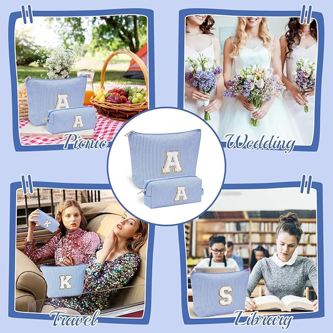 YOOLIFE Travel Makeup Bag for Women, Initial Make Up Bag with Makeup Brush Bag Monogram Makeup Bags 2 Pieces Cute Makeup Bag Personalized Sister Gifts Best Friend Birthday Gifts for Women Her Mom H