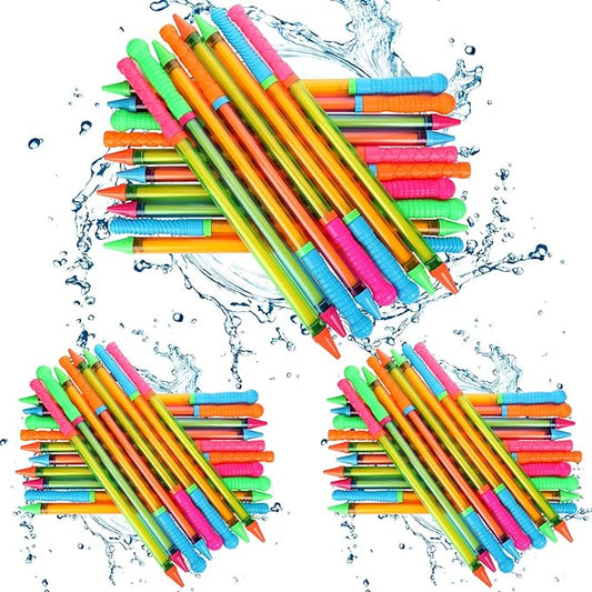 Wettarn 48 Pcs Crayon Water Guns Bulk 25" Long Range Water Tube Squirters Big Water Shooters Water Suction Gun Beach and Pool Toys for Summer Pool Party Water Game Boys Girls Adults