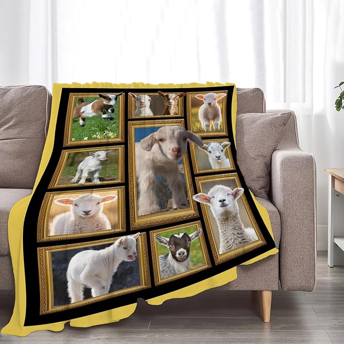 Sheep Blanket Fleece Soft Warm Plush Sheep Animal Throw Blanket Lightweight Plush Fuzzy Cozy Cute Lamb Blankets for Lover Kids Adult Suitable for Couch Sofa Bed 80"X60"