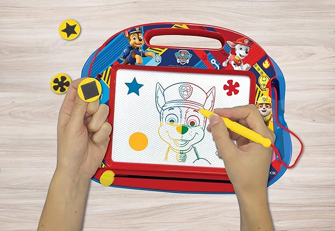 LEXiBOOK Paw Patrol Multicolor Magic Magnetic Drawing Board, Artistic Creative Toy for Girls and Boys, Stylus Pen and Stamps, Red/Blue, CRPA550