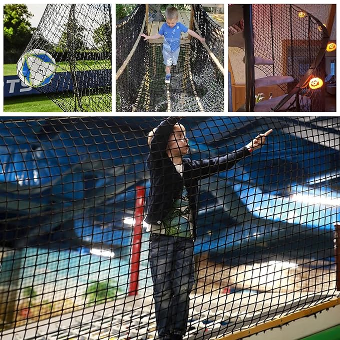 Climbing Cargo Net for Kids Outdoor Balcony & Playground Safety - Knotless Polyester Sports Netting