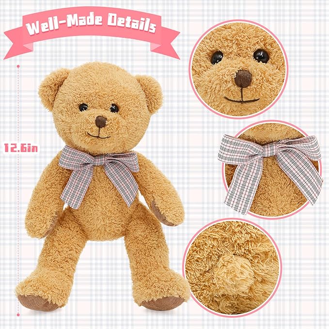 MaoGoLan 13 inch Stuffed Animals Bulk Plush Set Toys Bundle Party Favors for Kids Teens Girls - Soft Teddy Bear, Floppy Bunnies, Monkey, Panda - Baby Shower Decor Christmas Easter Gift, 5Pcs