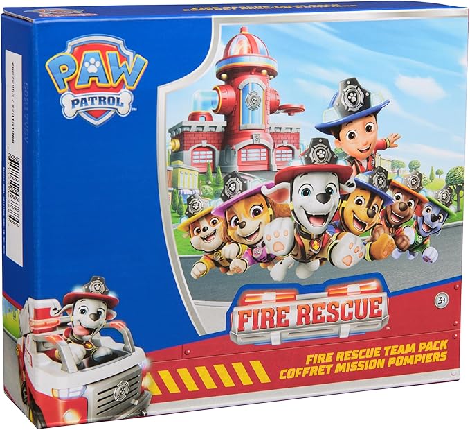 Paw Patrol Fire Rescue Team Pack with 7 Collectible Action Figures, Including Ryder & 6 Pups, Kids Toys for Boys & Girls Ages 3 and Up