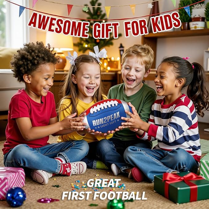 Light Soft Mini Football for Kids Toddler - 8" PU Leather and Foam Layer Small Footballs - Safe Lightweight Indoor Outdoor Beach Water Pool Sports Toys for Summer Outside Games Play with Pump