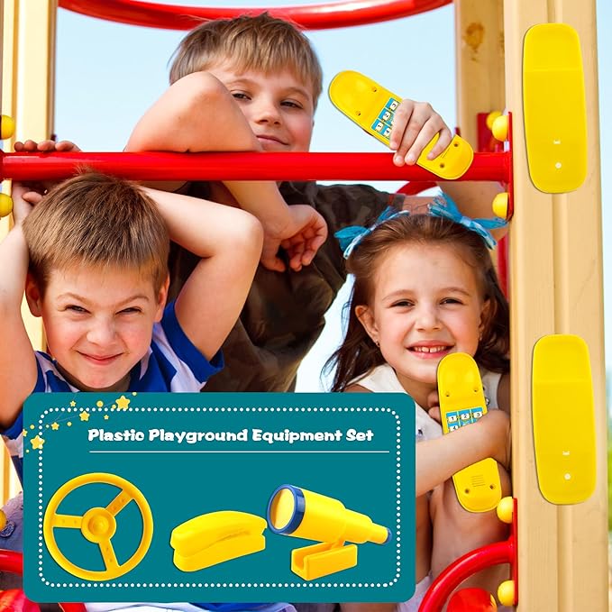 Playground Accessories Swingset Steering Wheel Plastic Telescope Telephone Swingset Phone Toy for Kids Outdoor Playground Backyard Treehouse