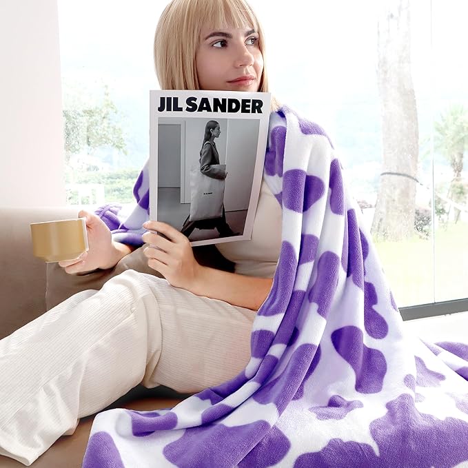 Purple Fleece Blanket Twin Size Lightweight Fuzzy Soft Throw 60x80 Inch Lavender Twin Blanket for Couch Bed Sofa Camping Traveling