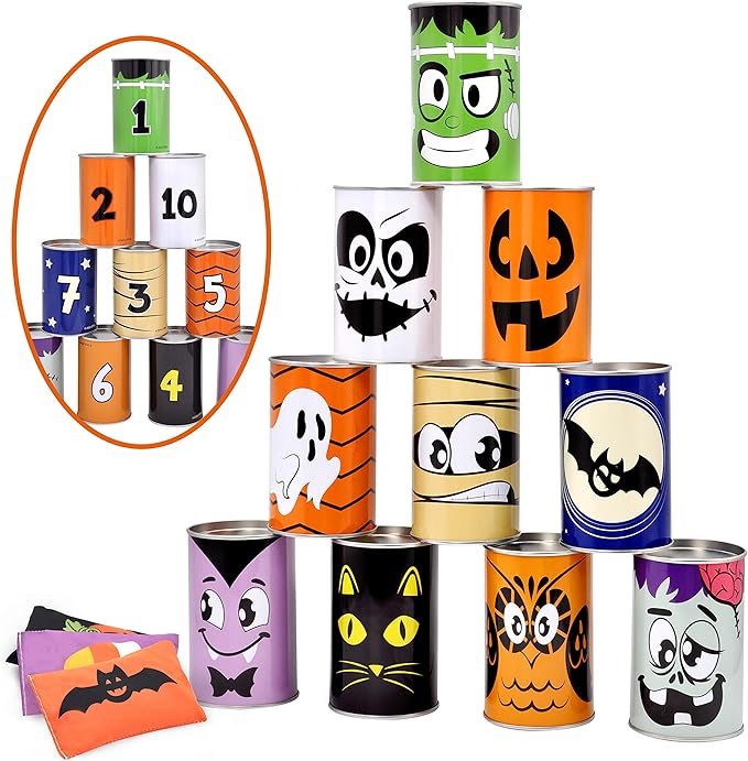 JOYIN 13 Pcs Halloween Carnival Can Bean Bag Toss Games for Kids & Adults Trick or Treat Decoration, Home Decor Party Favors Supplies, Homeschooling Backyard Game