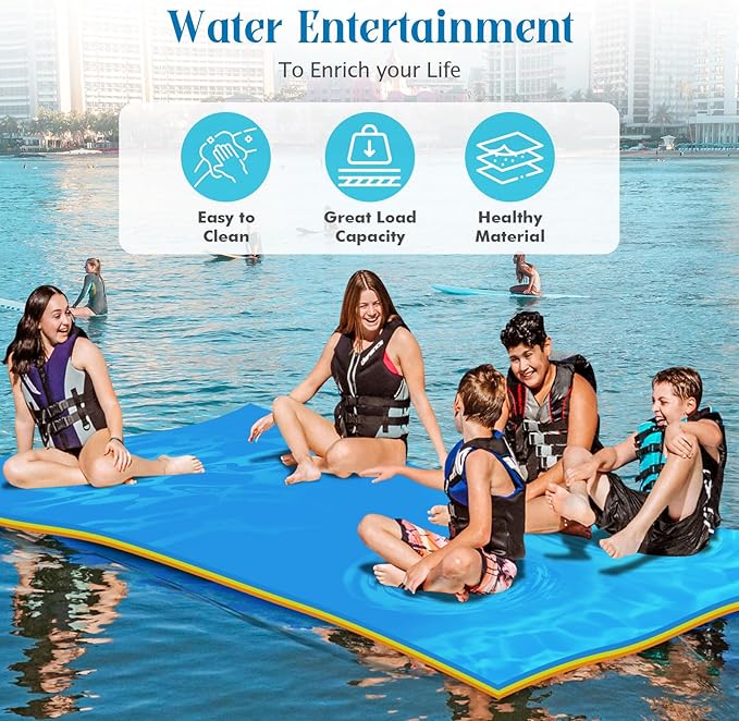 Lily Pad Floating Mat, 7/9/12/18 FT Floating Mat, Pool Float for Water Recreation, Floating Water Mat, 3-Layer Tear-Resistant XPE Foam for Boat, Beach, Ocean, Pool,Lake