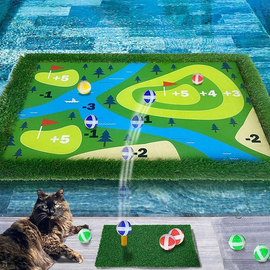 Cupohus Stable Floating Golf Green for Pool-35"x 24" Floating Chipping Green Practice Mat, Adult Fun Backyard Water Golf Games Gift, Support Training Competition for 4 Golfers (Hard Model)