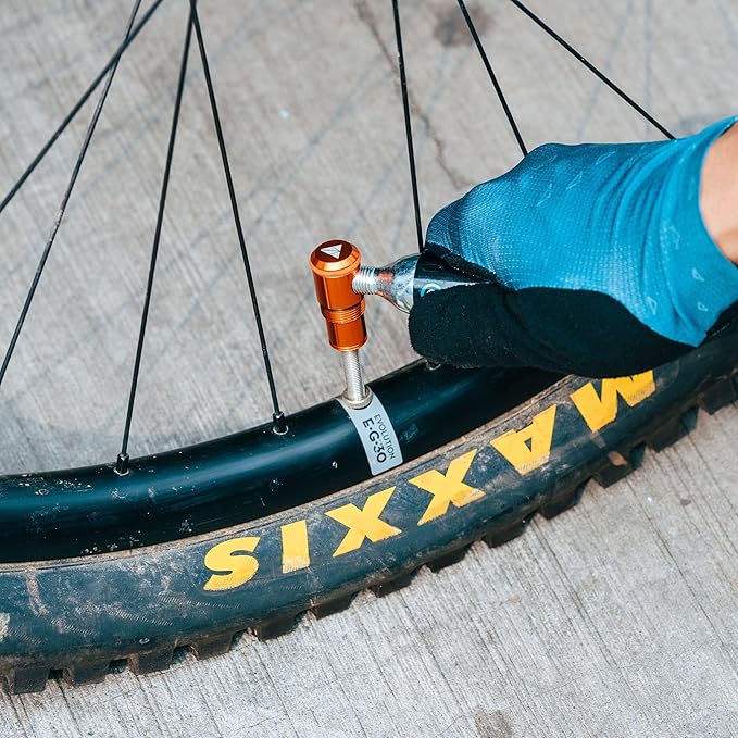 Granite Suture Aero Tire Plug Kit with Integrated CO2 Inflator, Tubeless Tire Repair Kit with 2 Size Plugs, CO2 Tire Inflator Works with Presta Valve