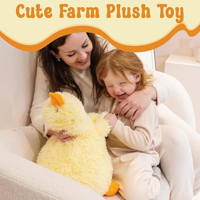 Yellow Duck Stuffed Animals, 4.4lbs Weighted Duck Plush Toy, Fluffy Stuffed Animal, Soft Farm Animal Plush Toy, 24" Large Weighted Stuffed Animals for Kids, Adults on Birthday Children's Day