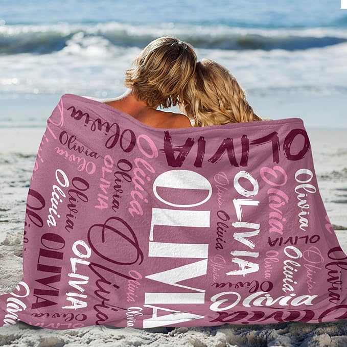Dr.TOUGH Personalized Name Blanket Personalized Blanket for Adult Kids Flannel Customized Personalized Blankets and Throws