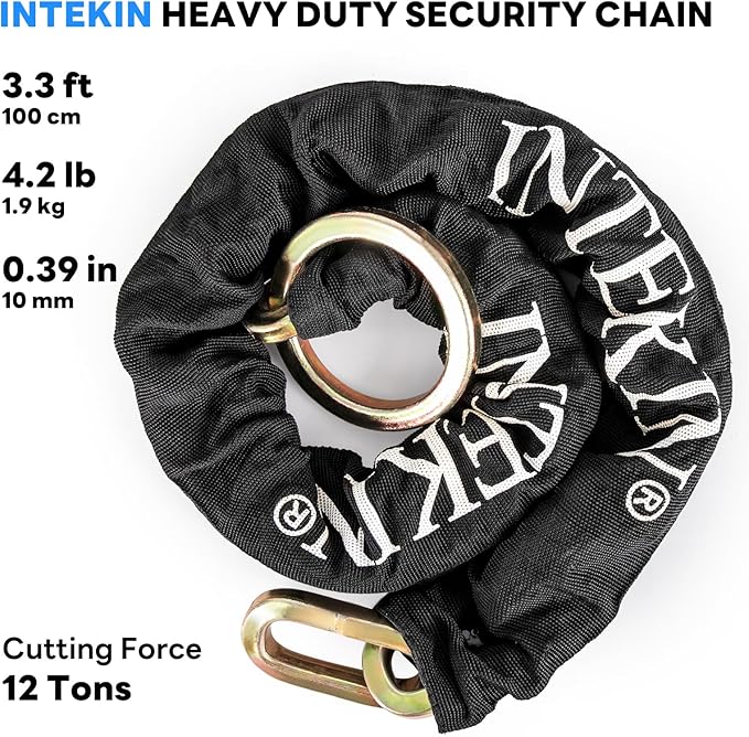 Security Chain 3.3 ft x 3/8" Thick Bike Lock Chain - High Security Hardened Steel Cut Proof Chain for Bikes, Containers, Motorcycles, Trailers, ATV's (Chain Only)