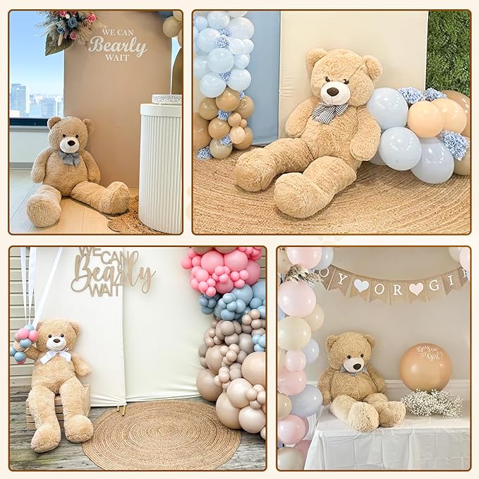 MaoGoLan Giant Teddy Bear 4 Feet,Adorable and Cuddly Big Bear Stuffed Animal 47", Classic Teddy Bear Plush Gift Decoration for Baby Shower,Party,Birthday,Valentines Day,Tan