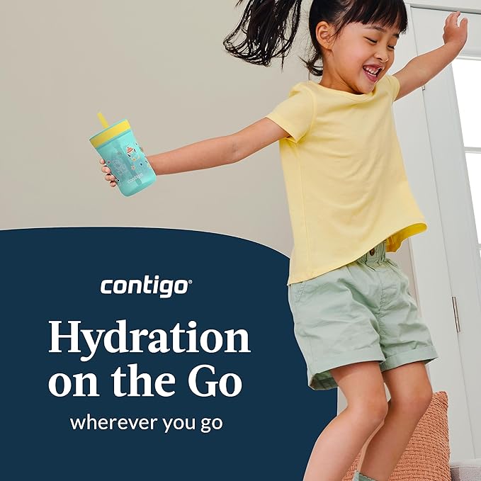 Contigo Kids’ Leighton Straw Tumbler with Spill-Proof Lid 14oz. 2 Pack Blueberry & Jade