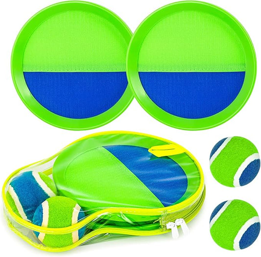 Toss and Catch Ball Game Set - Classic Kids Outdoor Indoor Activity Toys - Great Games for Beach Pool Yard Camping - Sticky Paddle Ball Toy Gift for Toddlers Boys Girls 3 4 5 6 7 8 9 10 11 12 Year Old