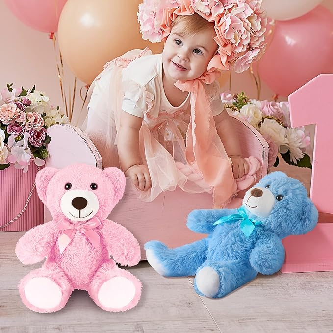 Civaner 4 Pack 14 Inches Bear Plush Stuffed Animals Operation Christmas Cute Soft Bears Gifts Bulk for Girls Boys Girlfriend(Pink, Blue, White, Purple)