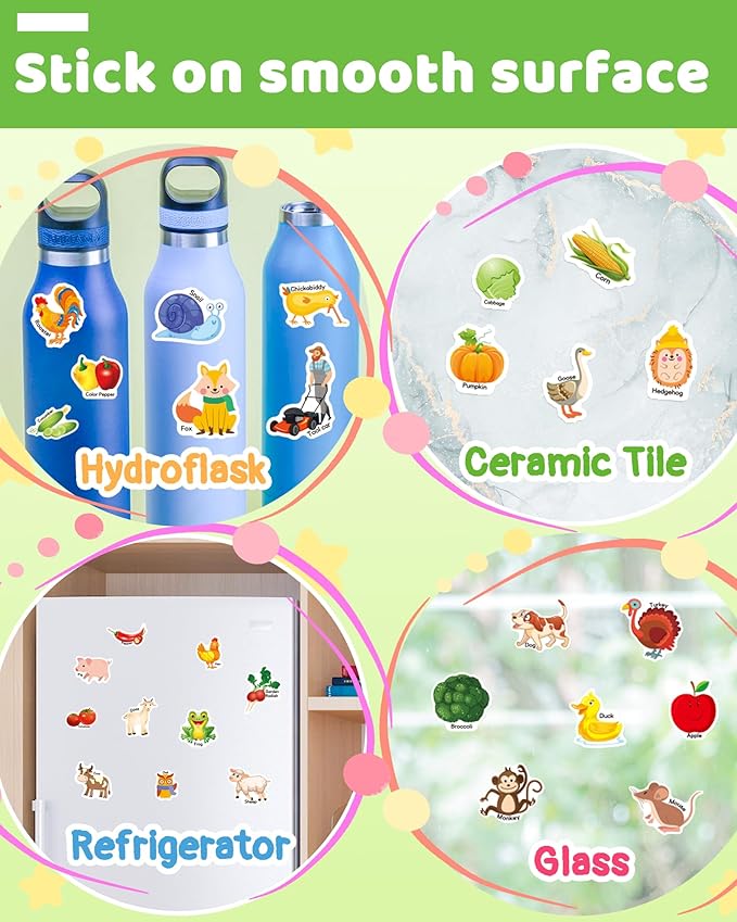 Benresive Reusable Sticker Book for Toddlers 2-4 Years, Fun Travel Stickers for Kids, Waterproof Sticker Books for Toddlers 1-3, Crafts Activities for Toddler 1-3 2-4 3-5 - Farm