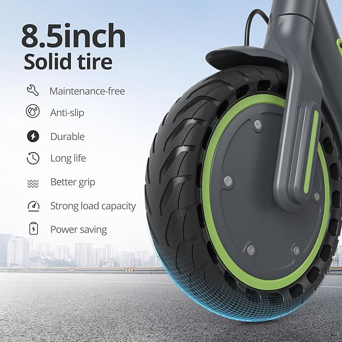 Electric Scooter - 8.5"/10'' Solid Tires, 350W/500W Motor, Up to 19-22MPH and 21-24Miles Long-Range Portable Commuting Scooter for Adults with Double Braking System and App