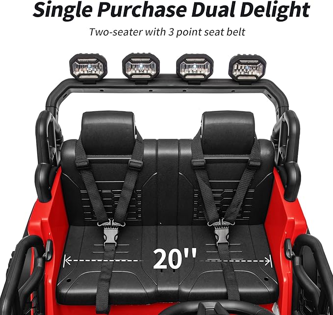 2 Seater Ride on Electric Car, 12V Ride on Toy Car for Kids 4-8 w/Remote Control, EVA Tires - Red