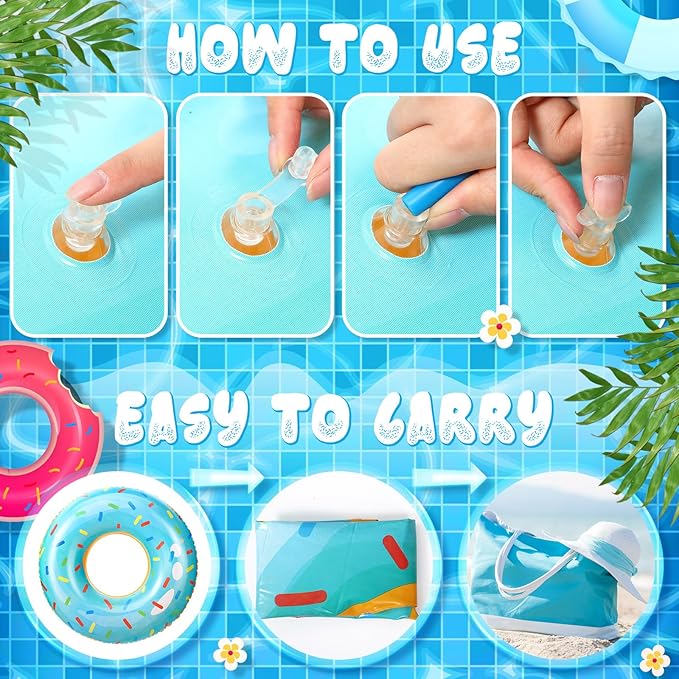 2 Pack 47.24 Inches Jumbo Donut Pool Floats for Adults Lovely Donut Inflatable Tube Swim Rings Floaties for Pool, Large Donut Inflatable for Party Decorations Supplies