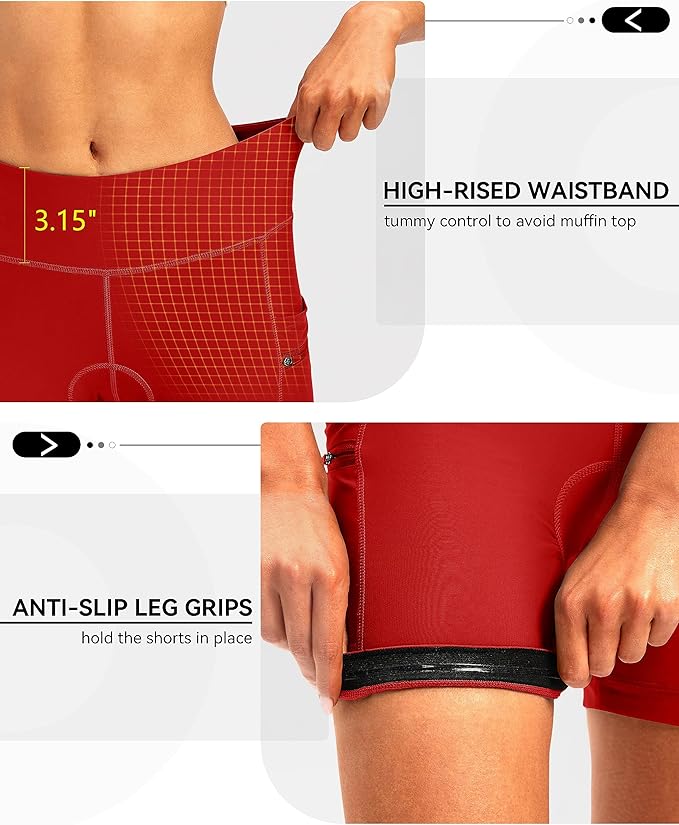 Women's 4D Padded Bike Shorts 5"/7" Riding Underwear Cycling Bicycle Road Biking Cycle Shorts for Women Zipper Pockets