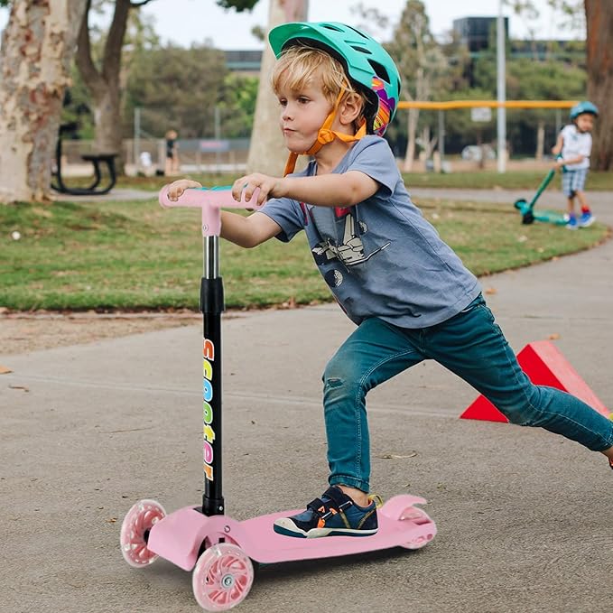 Folding Scooter - 3 Wheeled Scooter for Kids, 3 Wheels Foldable Kick Scooters | Lightweight Bike for Ages 2-8 Boys Girls Outdoor Riders, Kick Scooters for Commuting, Travel, Camping, Backpacking