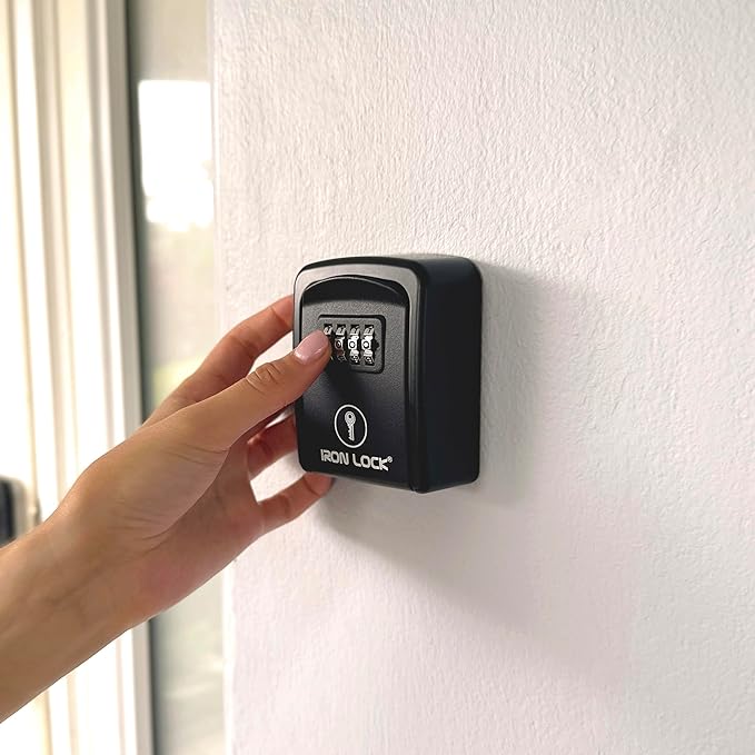 Iron Lock® Wall Mount Key Lock Box with 4-Digit Combination, Resettable Code, A B Switch, and 5-Key Capacity - Indoor/Outdoor Waterproof Lockbox for House Keys and Spare Keys (Small, Black)